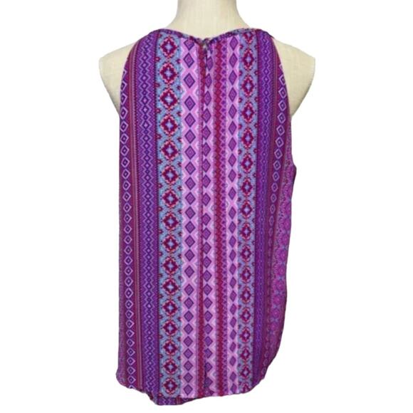 Zac & Rachel Top Women's Size Medium Bold Colorful Geometric Sleeveless Layered - Picture 2 of 3